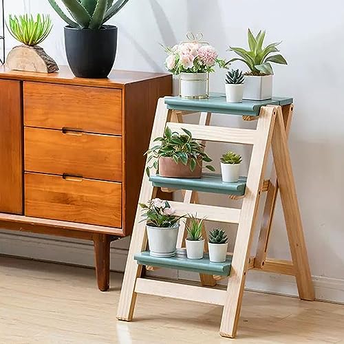 Folding 3 Step Solid Wood Ladder with Anti-Slip Wide Pedal K467967