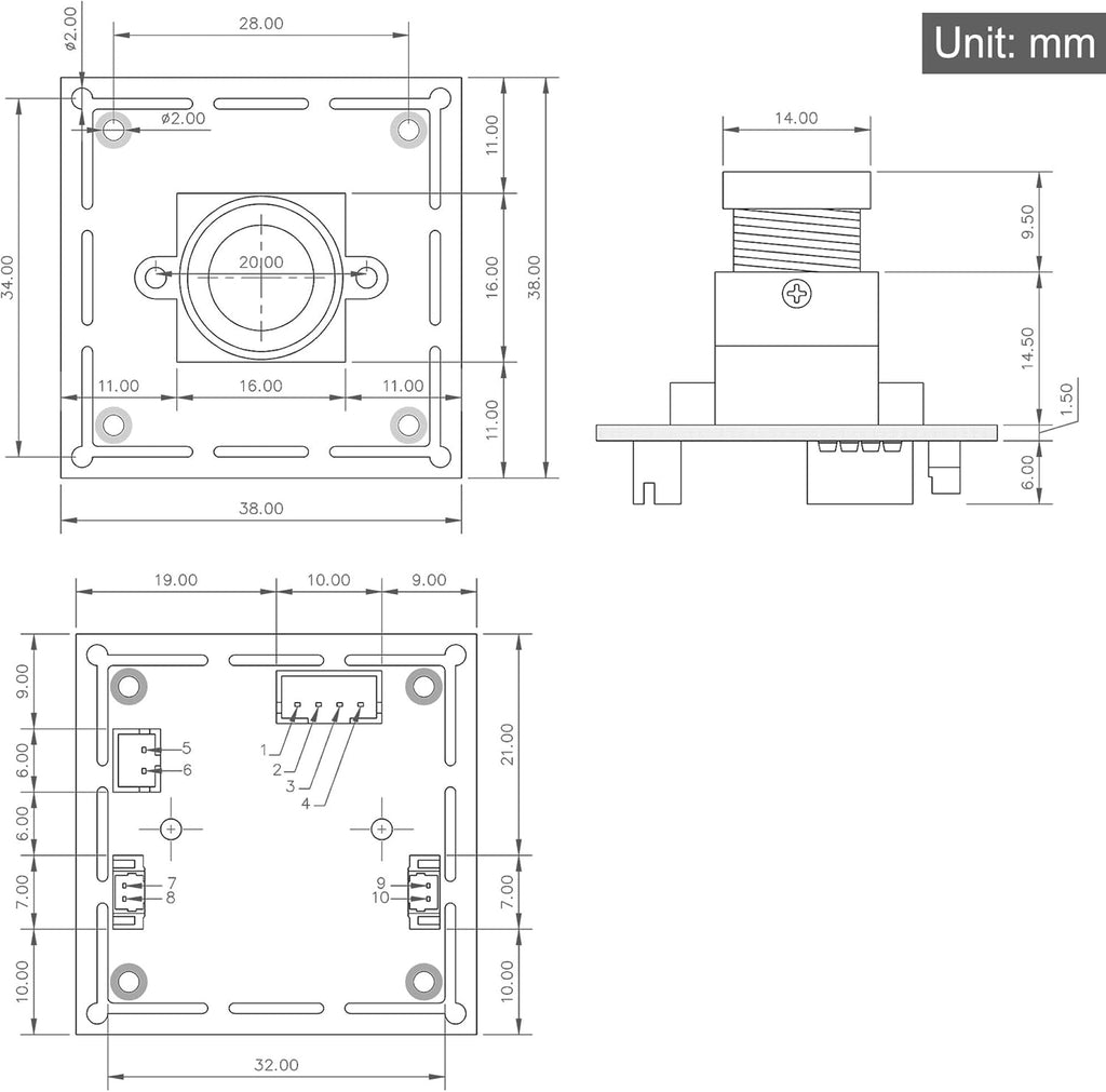 2.1mm Wide Angle USB Camera Module Pack of 2 Q194655