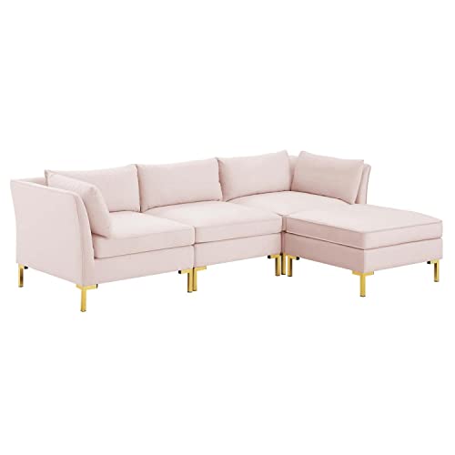 Pink Performance Velvet 5 Piece L-Shape Sectional Sofa P886