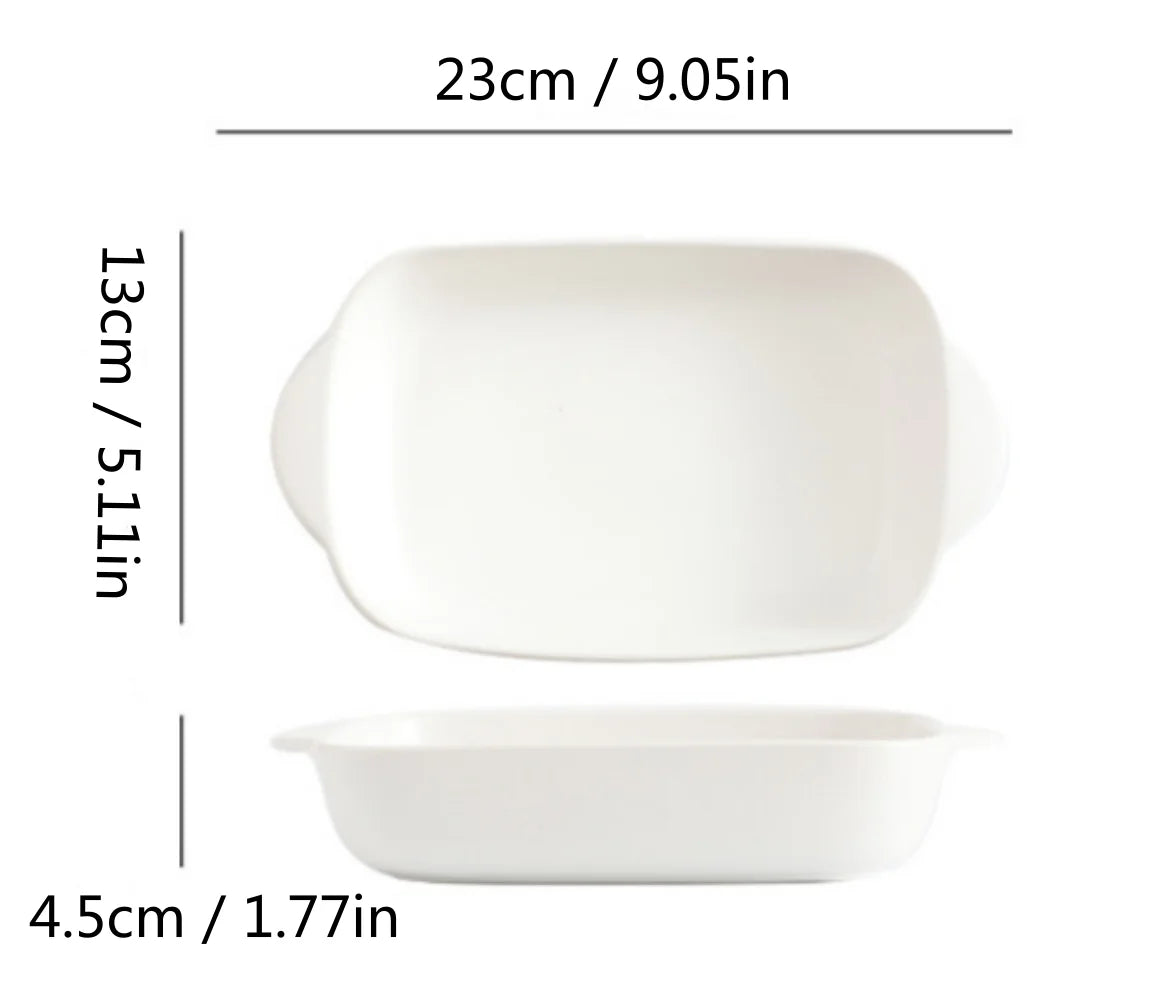 White 2 Pcs Rectangular Ceramic Baking Dish Set J8364