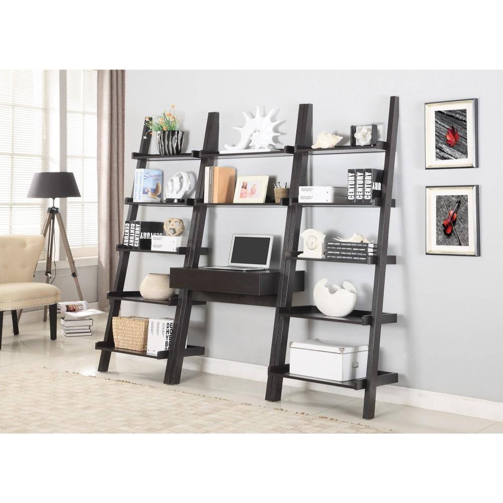 Cappuccino Ladder Desk with One Drawer Q981