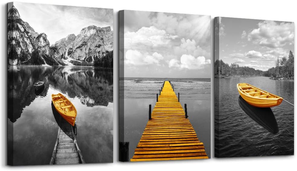 3 Piece Framed Canvas Wall Art Abstract Mountain Landscape Painting S207