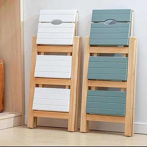 Folding 3 Step Solid Wood Ladder with Anti-Slip Wide Pedal K467967