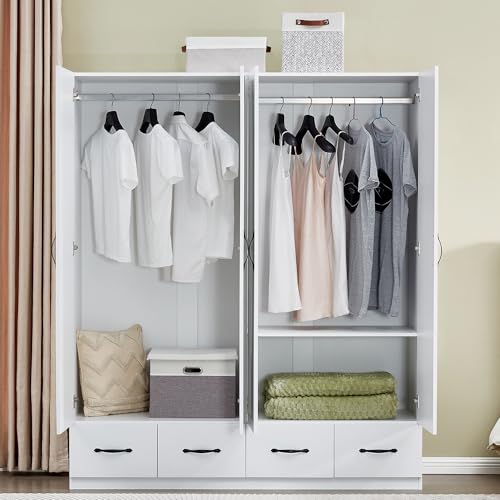 Gray Wood Armoire Wardrobe with 3 Drawers B2713