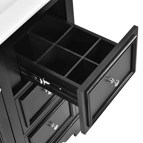 Green Solid Wood Bathroom Vanity with Sink and 3 Drawers J8598