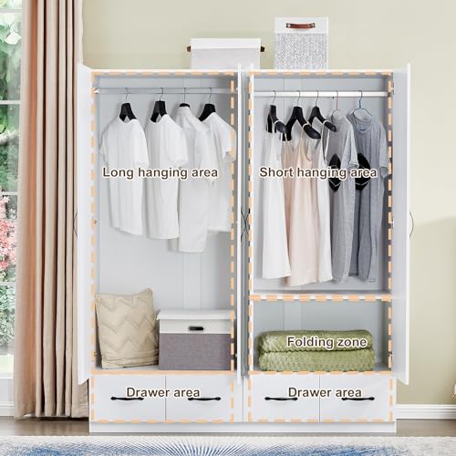 Gray Wood Armoire Wardrobe with 3 Drawers B2713