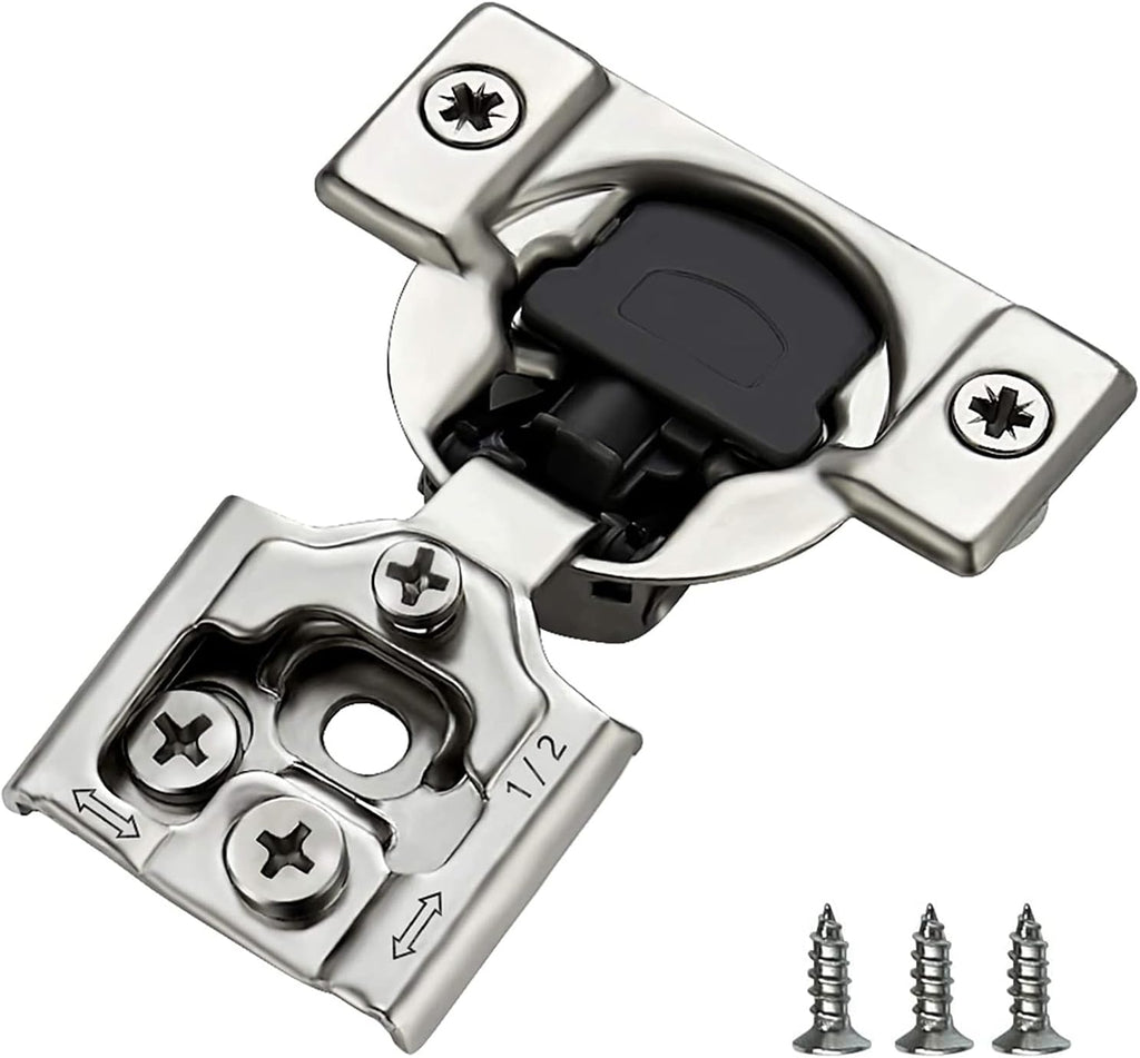 50 Pack 1/2 inch Overlay Soft Closing Cabinet Hinges Nickel Plated T375056