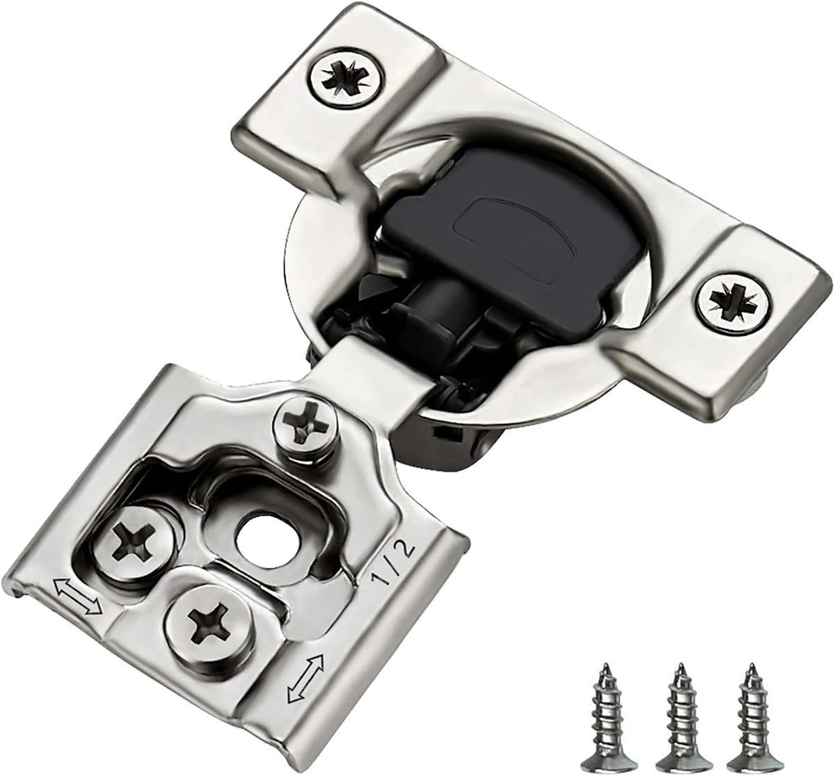 50 Pack 1/2 inch Overlay Soft Closing Cabinet Hinges Nickel Plated T375056