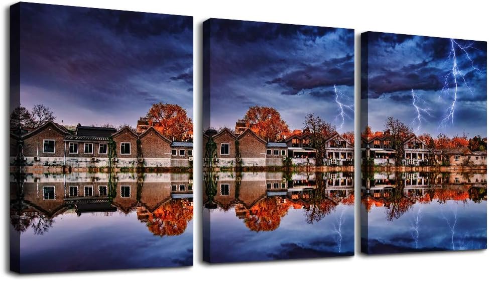 3 Piece Framed Canvas Wall Art Abstract Mountain Landscape Painting S207