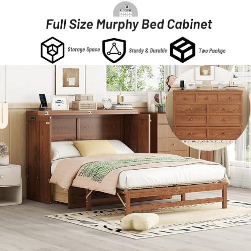 White Queen Murphy Bed with Storage Drawer H23599