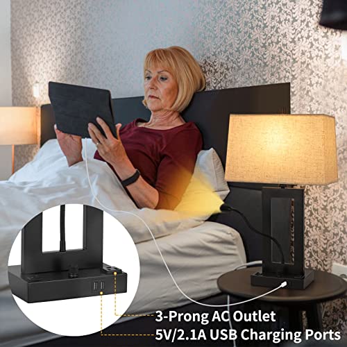 Table Lamps Set of 2, Dimmable with Fabric Lampshade Z345