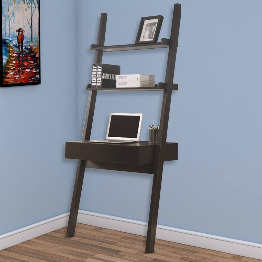 Cappuccino Ladder Desk with One Drawer Q981