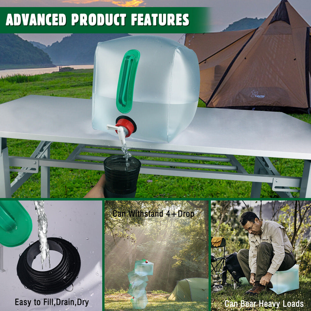 Collapsible Water Container With Spigot Camping Water Storage Jug J201656