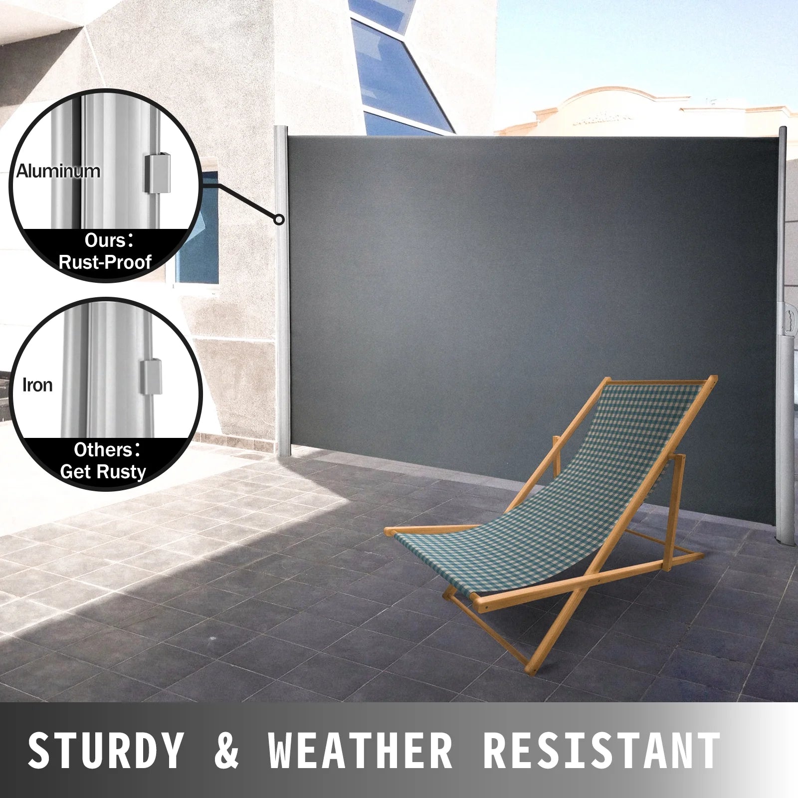 Retractable Side Awning Patio Screen 63x118inch Privacy Screen P374