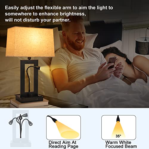 Table Lamps Set of 2, Dimmable with Fabric Lampshade Z345