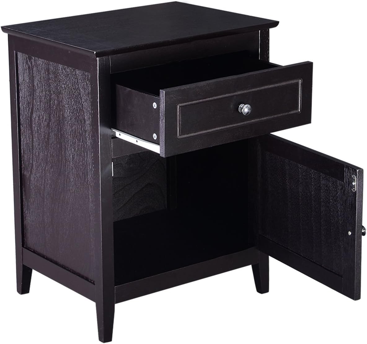 Espresso Wood End Table with Drawer Y490977