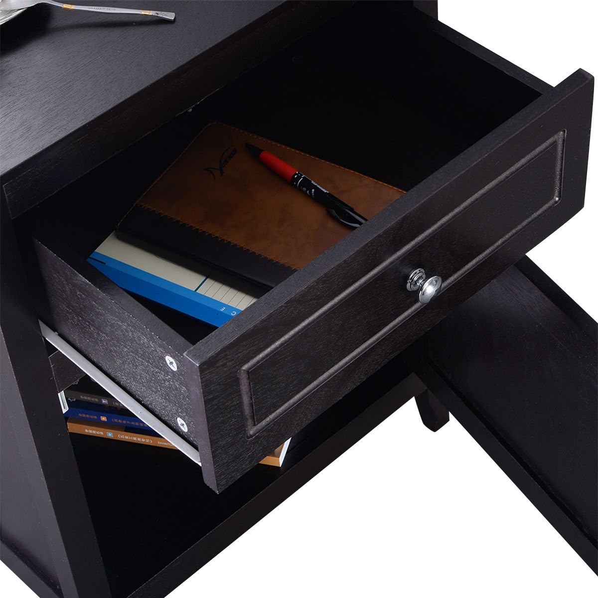 Espresso Wood End Table with Drawer Y490977