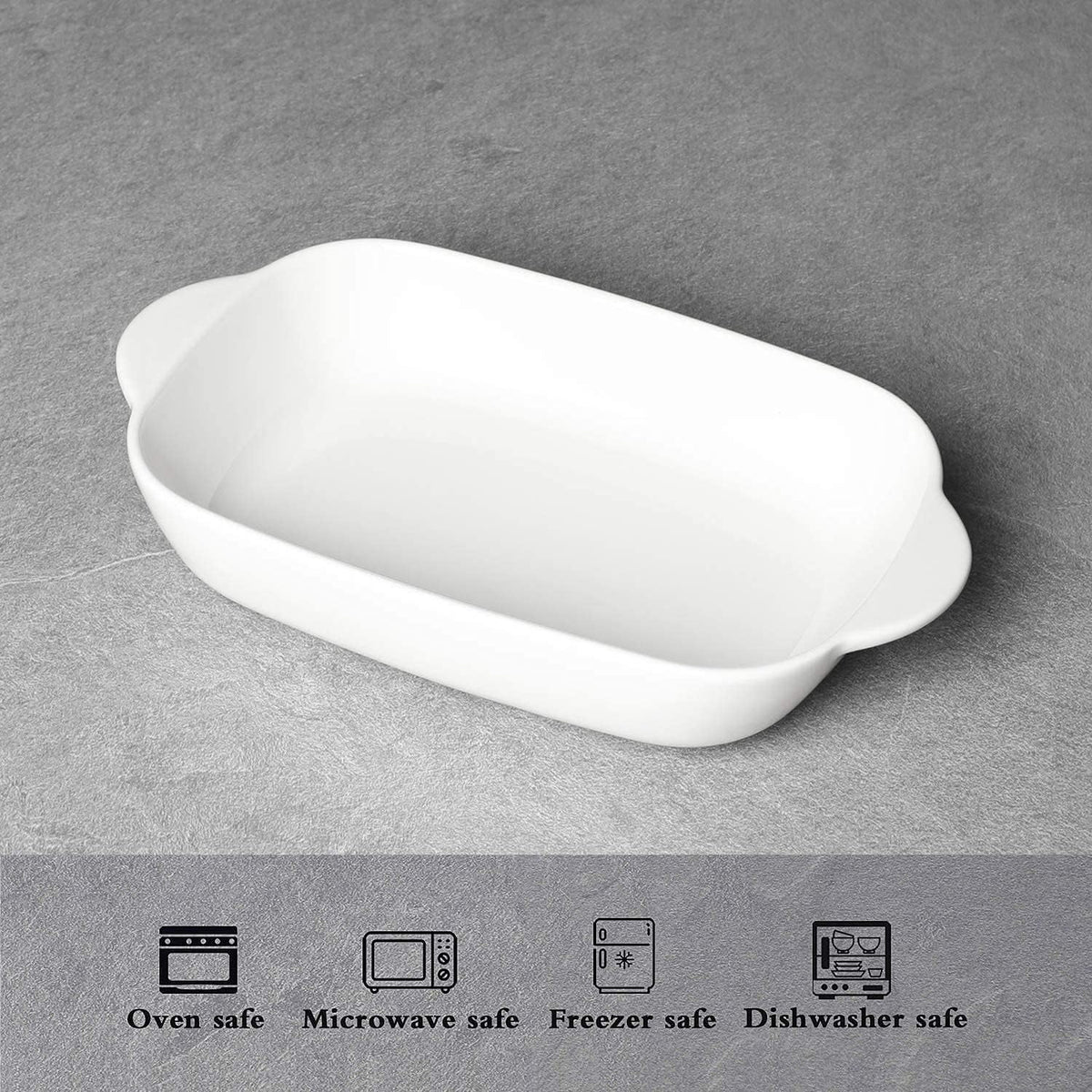 White 2 Pcs Rectangular Ceramic Baking Dish Set J8364
