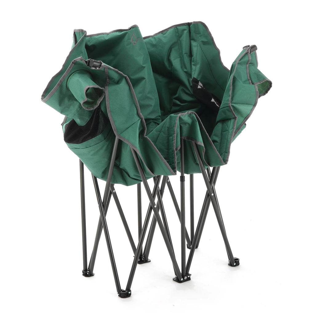 Green Portable Folding Double Camping Chair Loveseat with Carrying Bag K807001