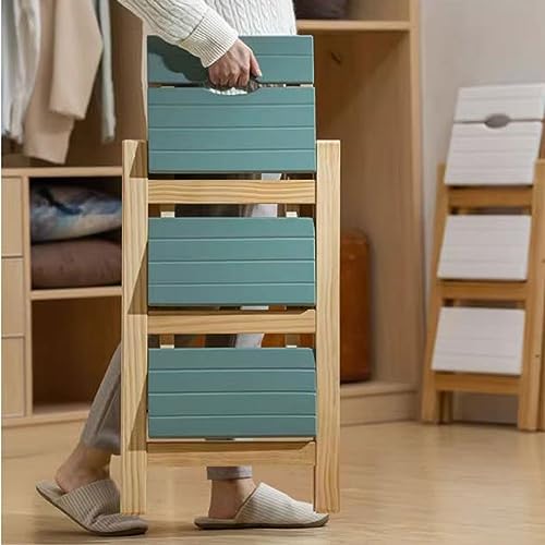 Folding 3 Step Solid Wood Ladder with Anti-Slip Wide Pedal K467967