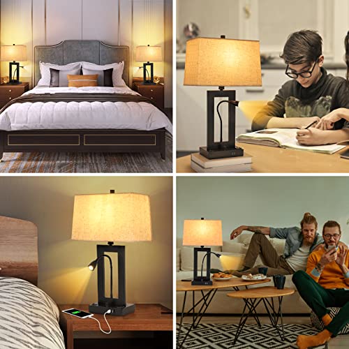 Table Lamps Set of 2, Dimmable with Fabric Lampshade Z345