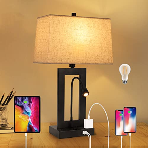 Table Lamps Set of 2, Dimmable with Fabric Lampshade Z345