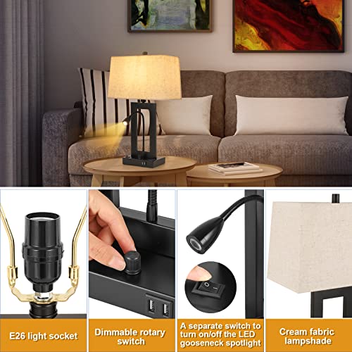 Table Lamps Set of 2, Dimmable with Fabric Lampshade Z345