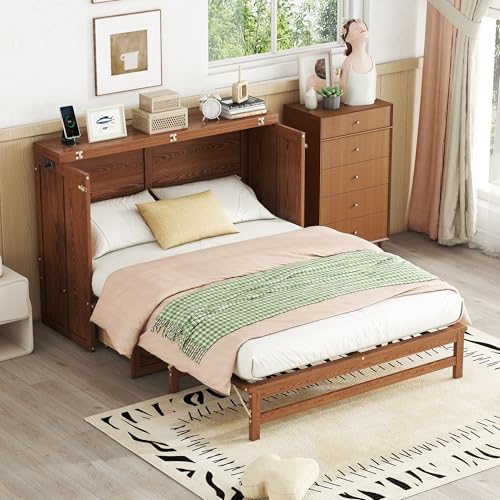 White Queen Murphy Bed with Storage Drawer H23599