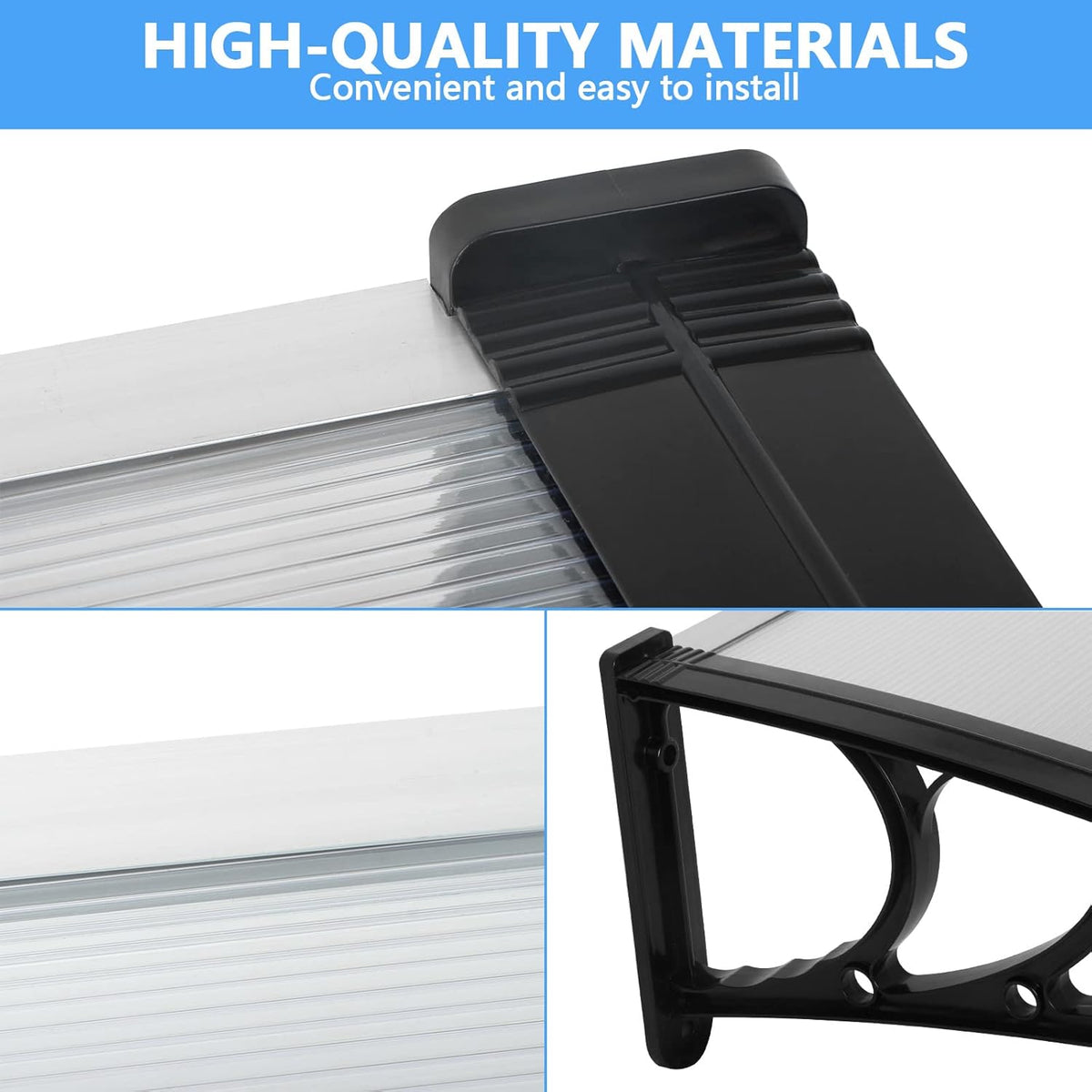 White Polycarbonate Door Canopy with Black Bracket G2623