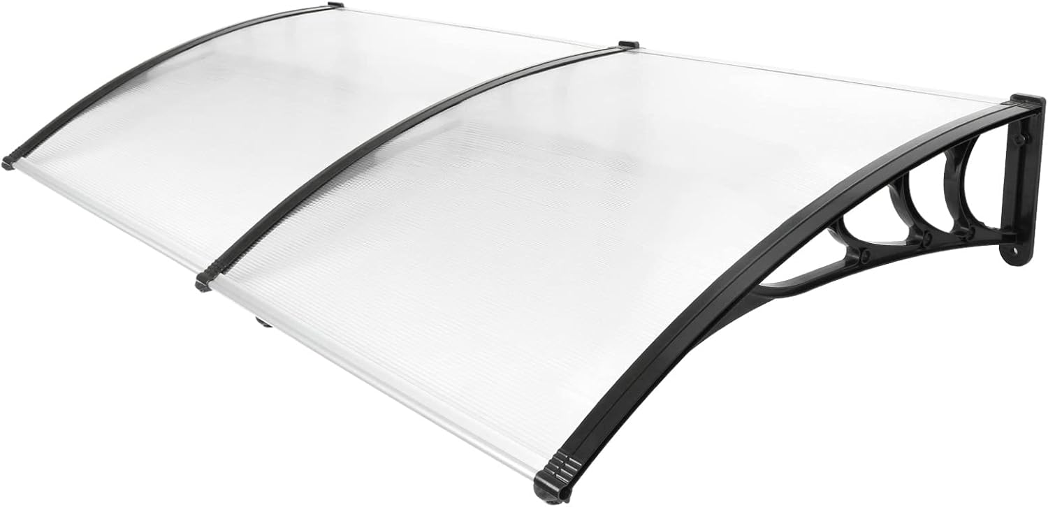 White Polycarbonate Door Canopy with Black Bracket G2623