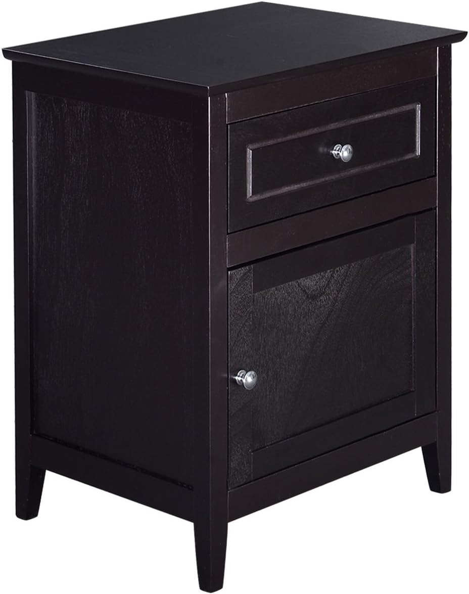 Espresso Wood End Table with Drawer Y490977