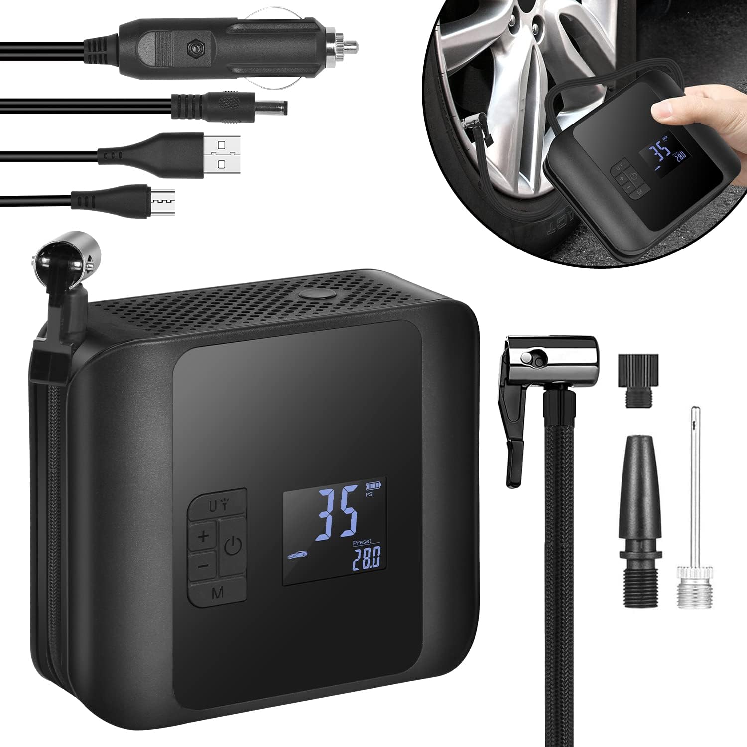 Tire Inflator Portable Air Compressor, 12v DC, 150PSI G646911