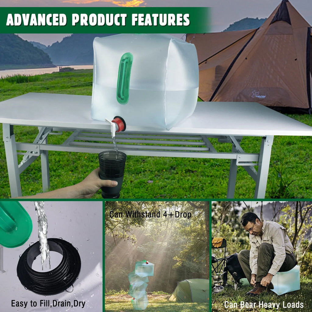 Collapsible Water Container With Spigot Camping Water Storage Jug J201656