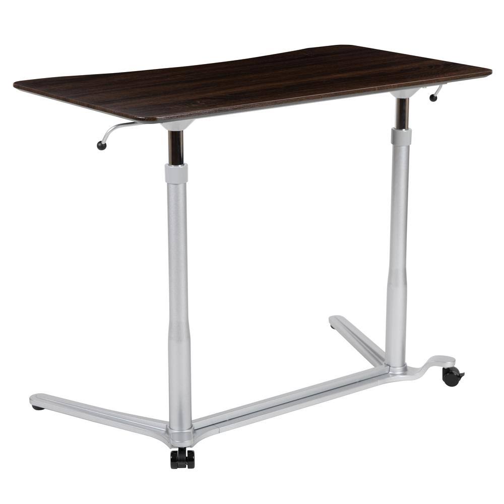 37.4 in. Rectangular Dark Wood Grain/Silver Adjustable Height Standing Desk G123460
