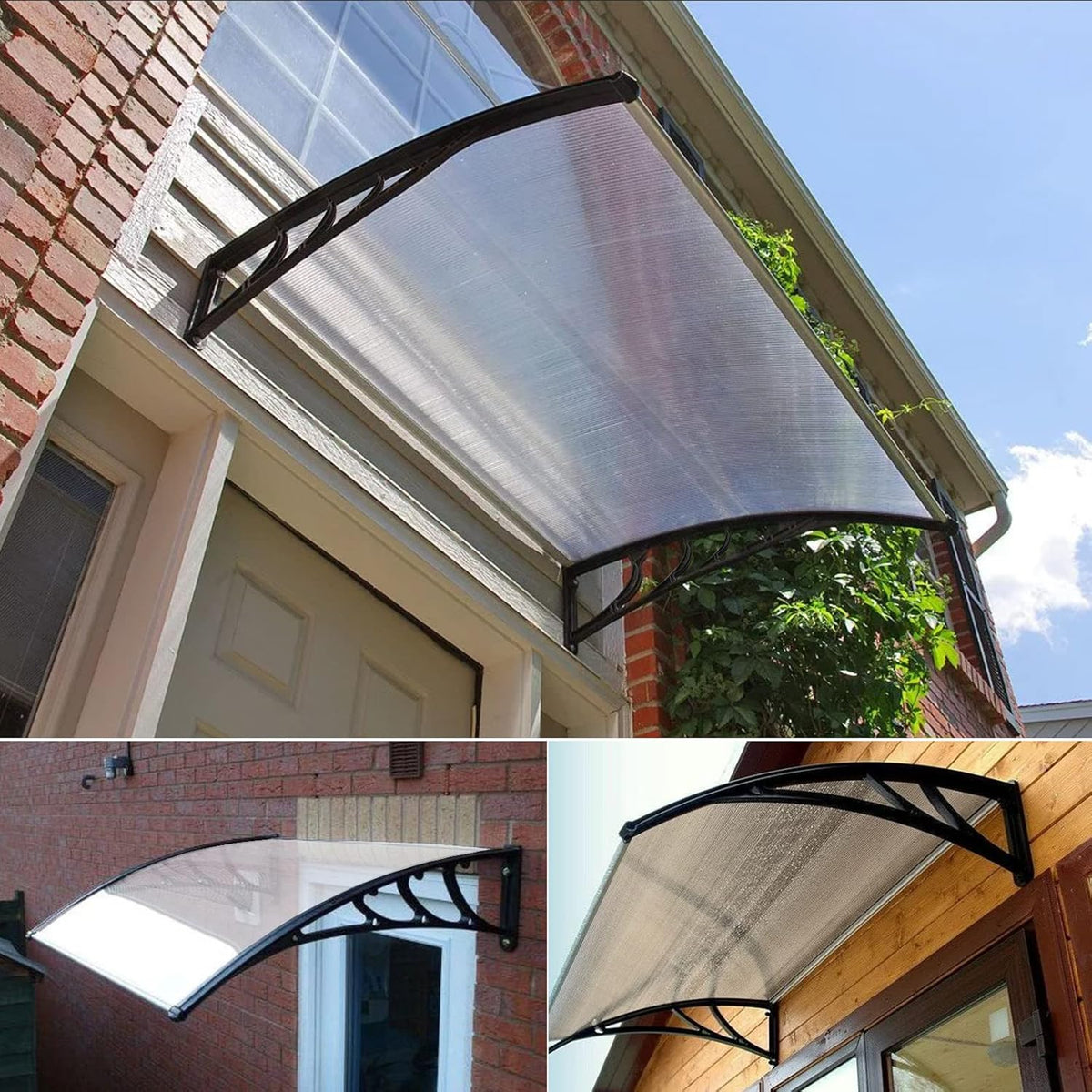 White Polycarbonate Door Canopy with Black Bracket G2623